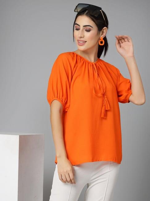 style quotient orange regular fit top