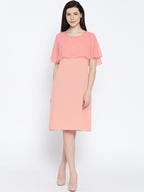 style quotient peach embellished dress