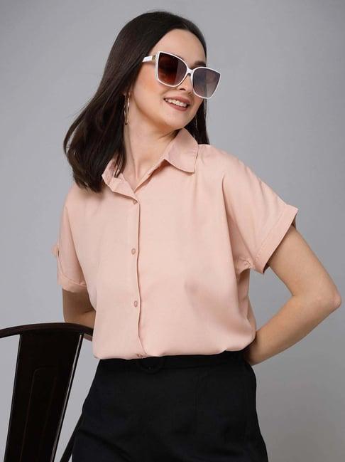 style quotient peach regular fit shirt