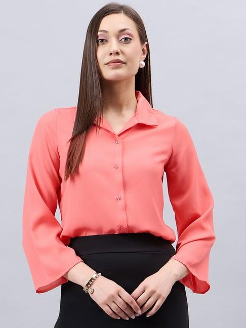 style quotient peach regular fit shirt