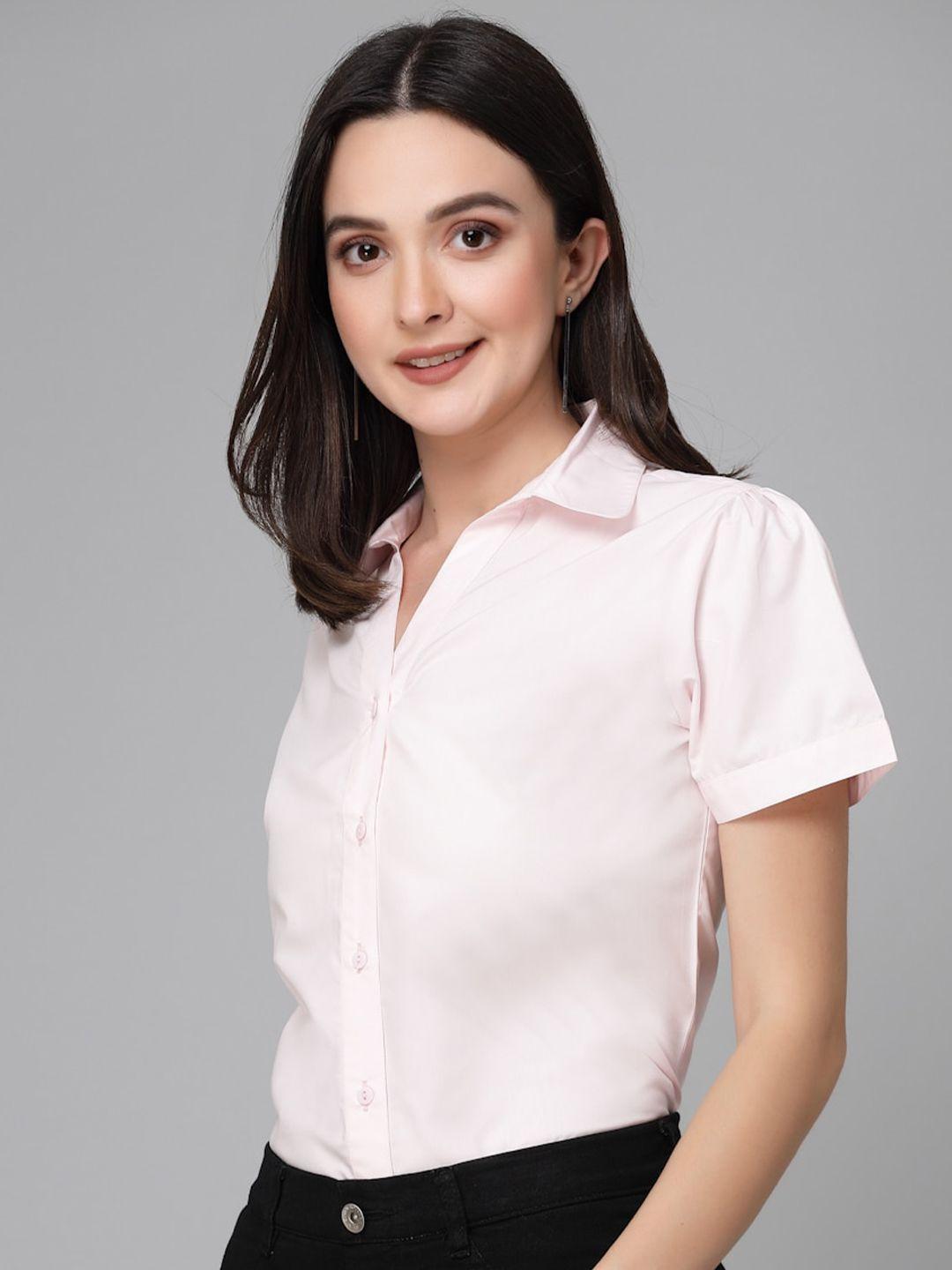 style quotient pink smart-fit cotton casual shirt