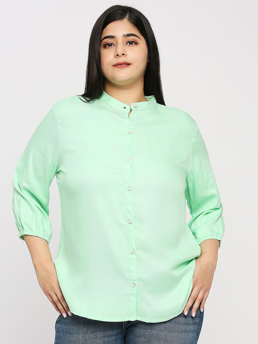 style quotient plus size smart band collar casual shirt