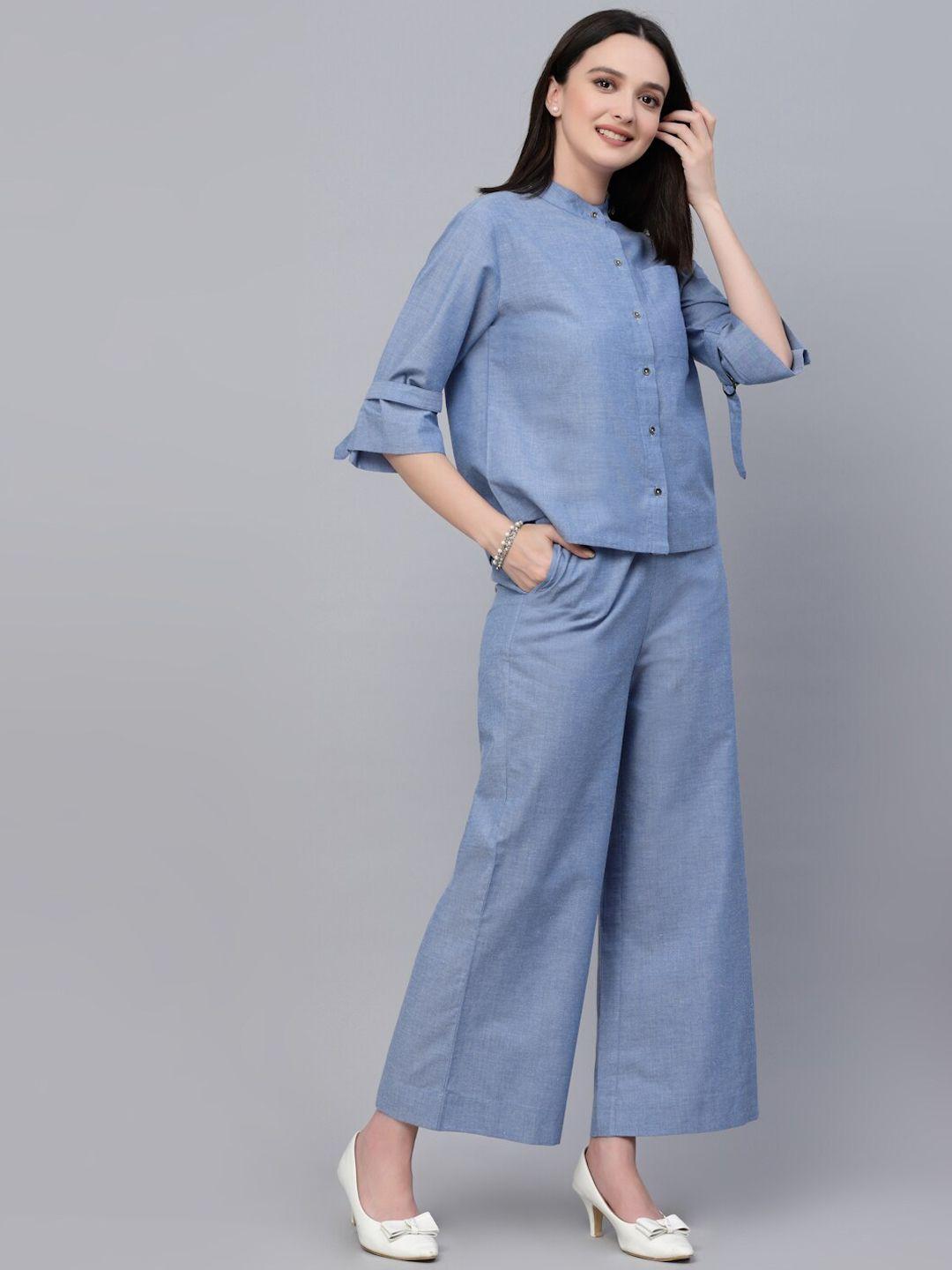 style quotient pure cotton shirt with palazzos co-ords