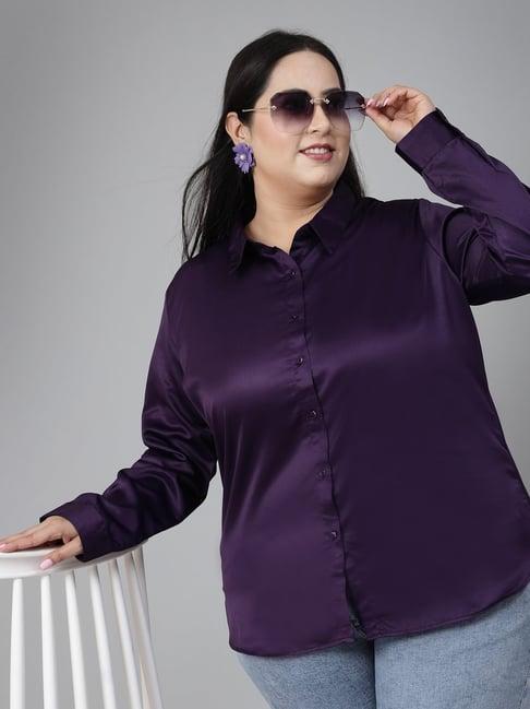 style quotient purple regular fit shirt