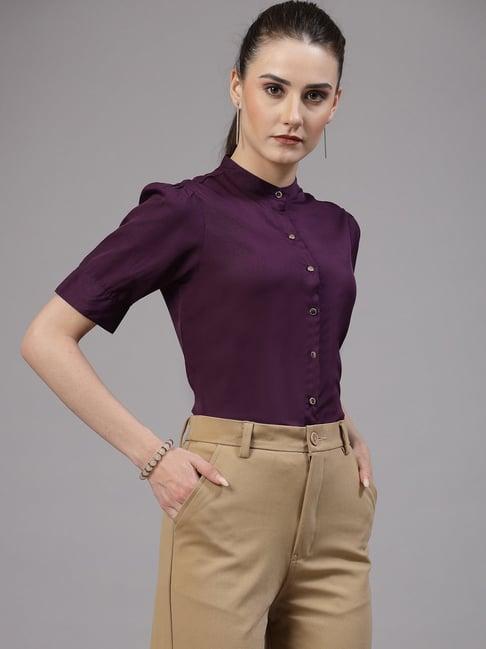 style quotient purple regular fit shirt