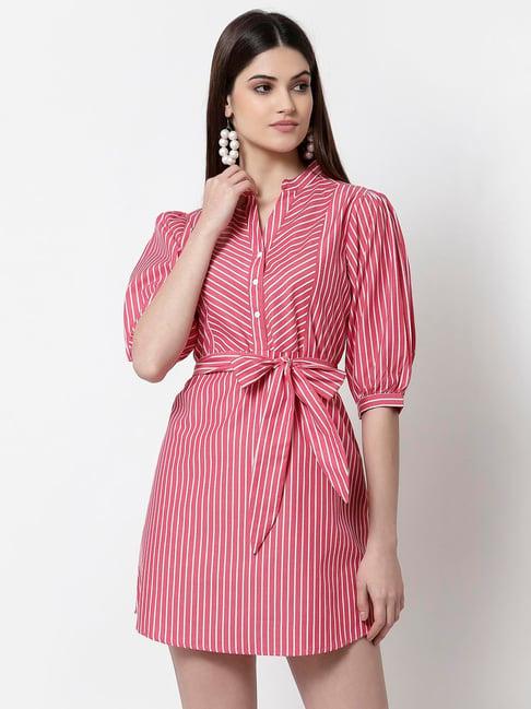 style quotient red striped a-line dress