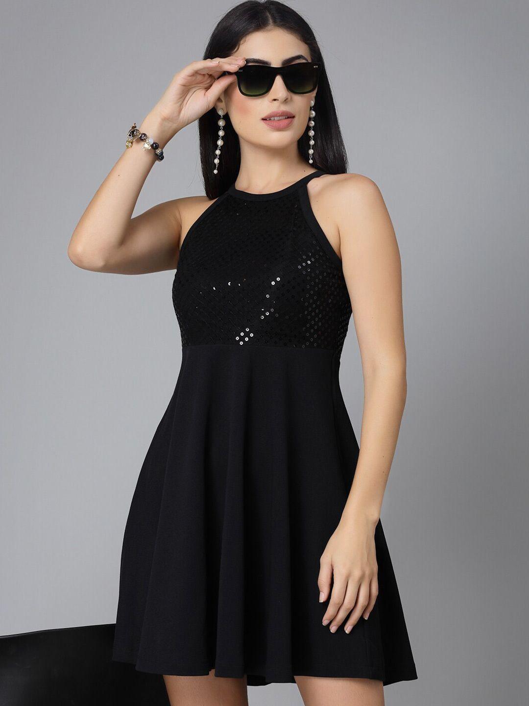 style quotient sequinned embellished fit & flare dress