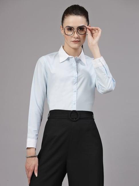 style quotient sky blue regular fit shirt