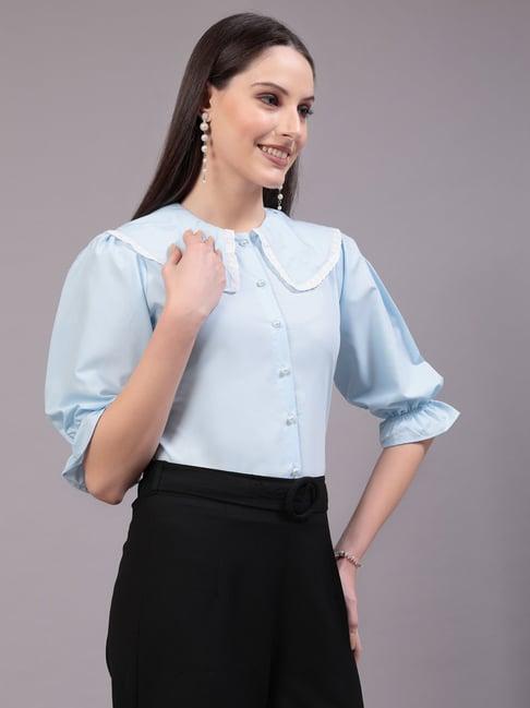 style quotient sky blue regular fit shirt