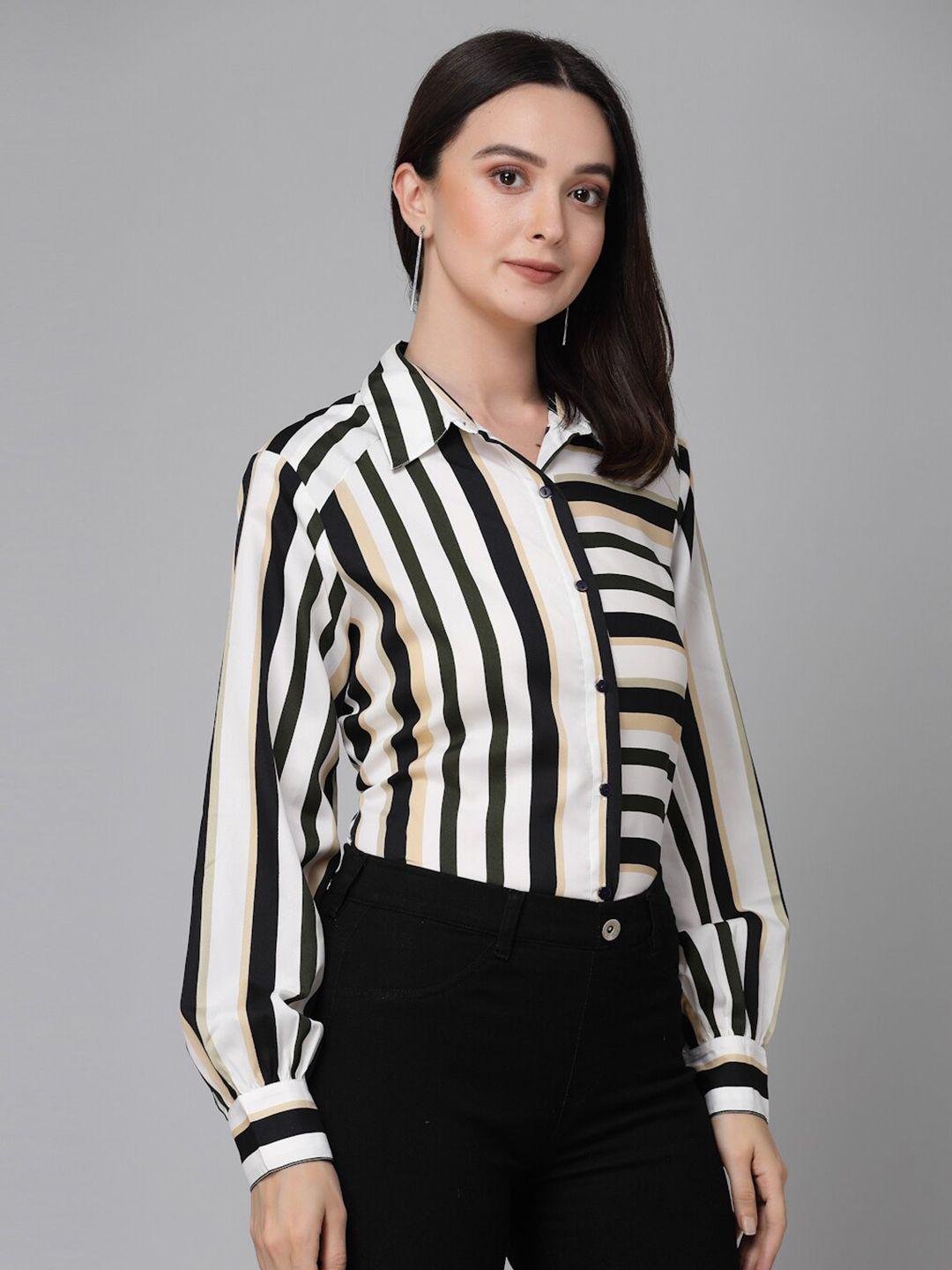 style quotient smart boxy fit striped casual shirt