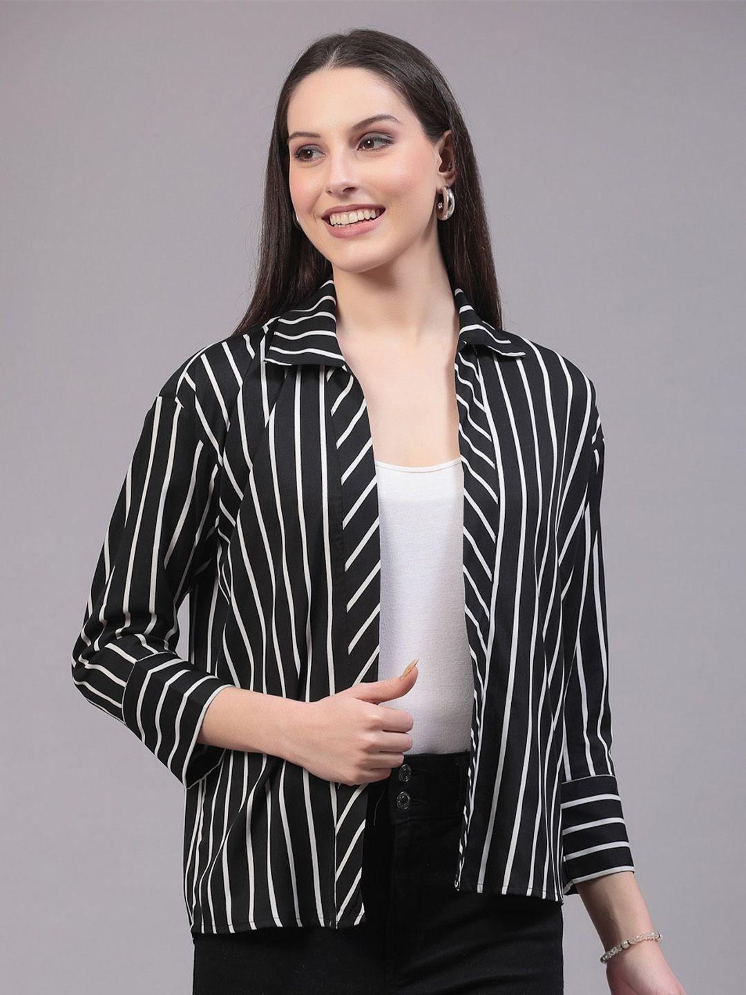 style quotient striped open front shrug