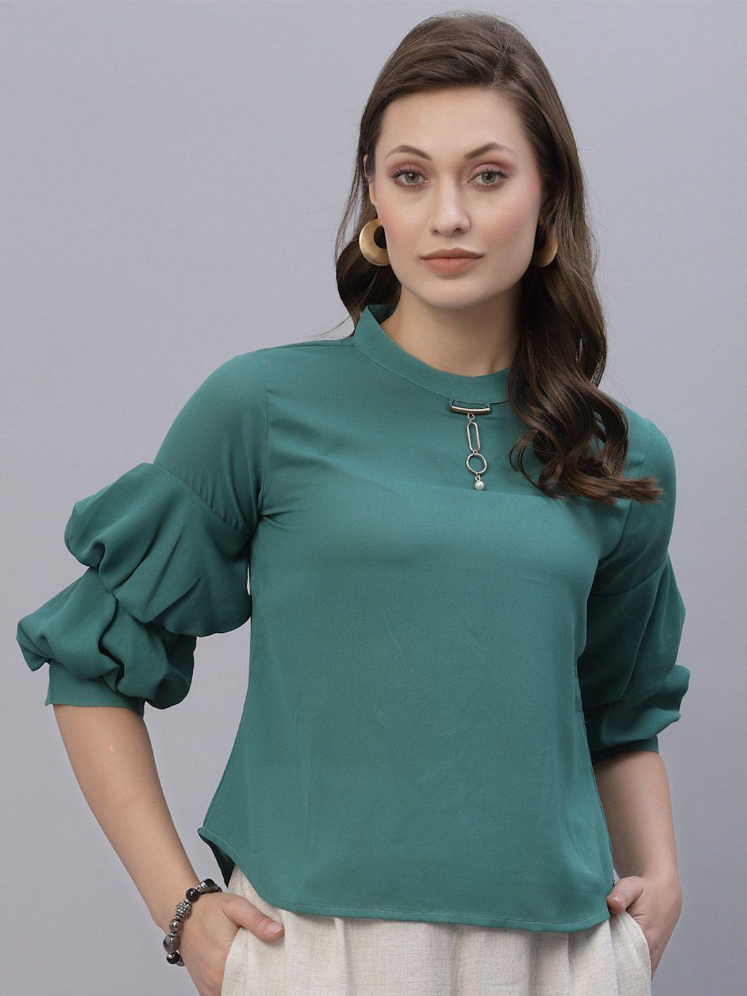 style quotient teal crepe top