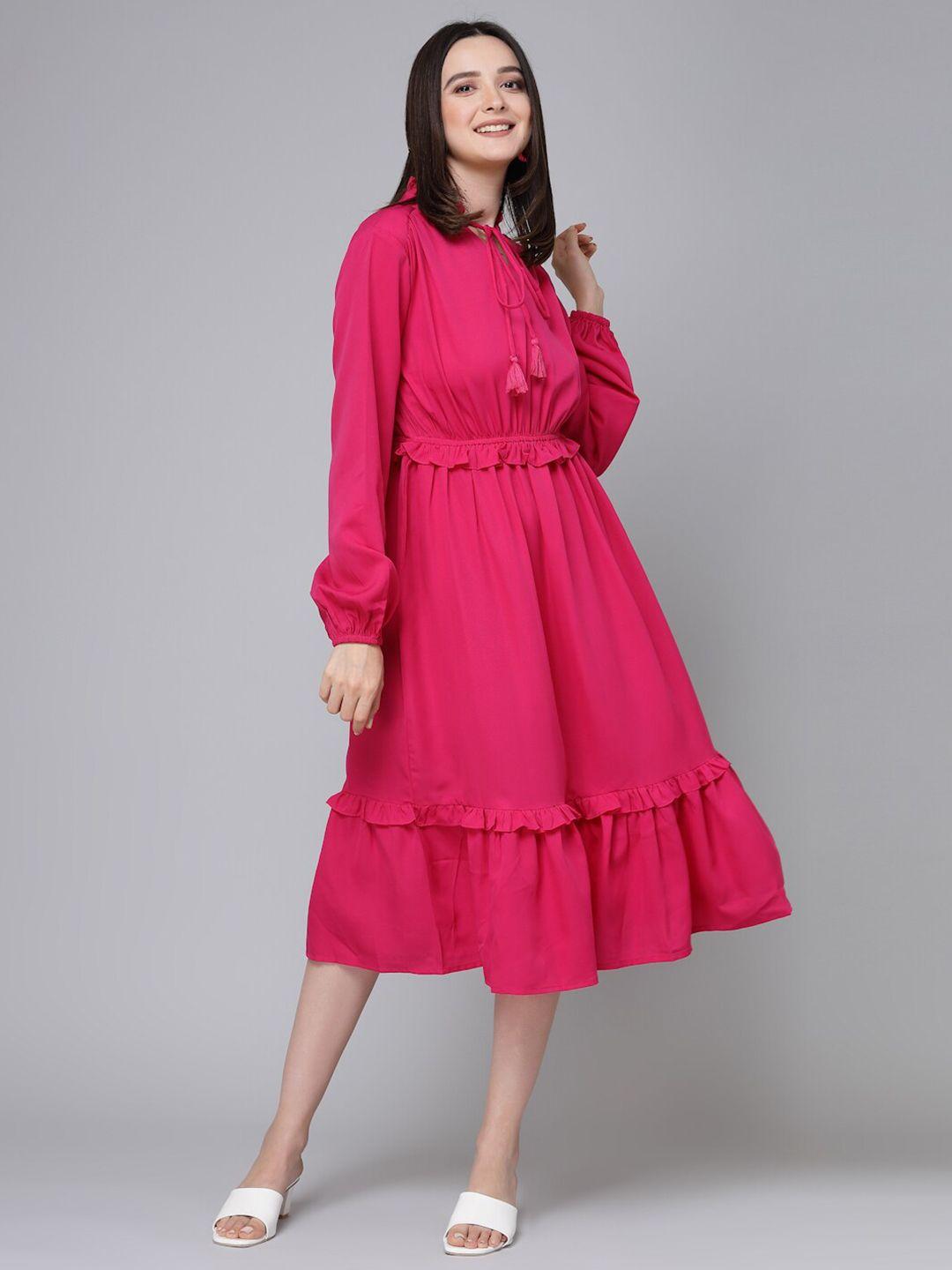 style quotient tie up neck tiered crepe fit & flare dress