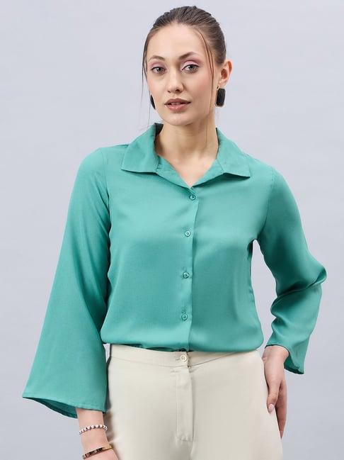 style quotient turquoise regular fit shirt