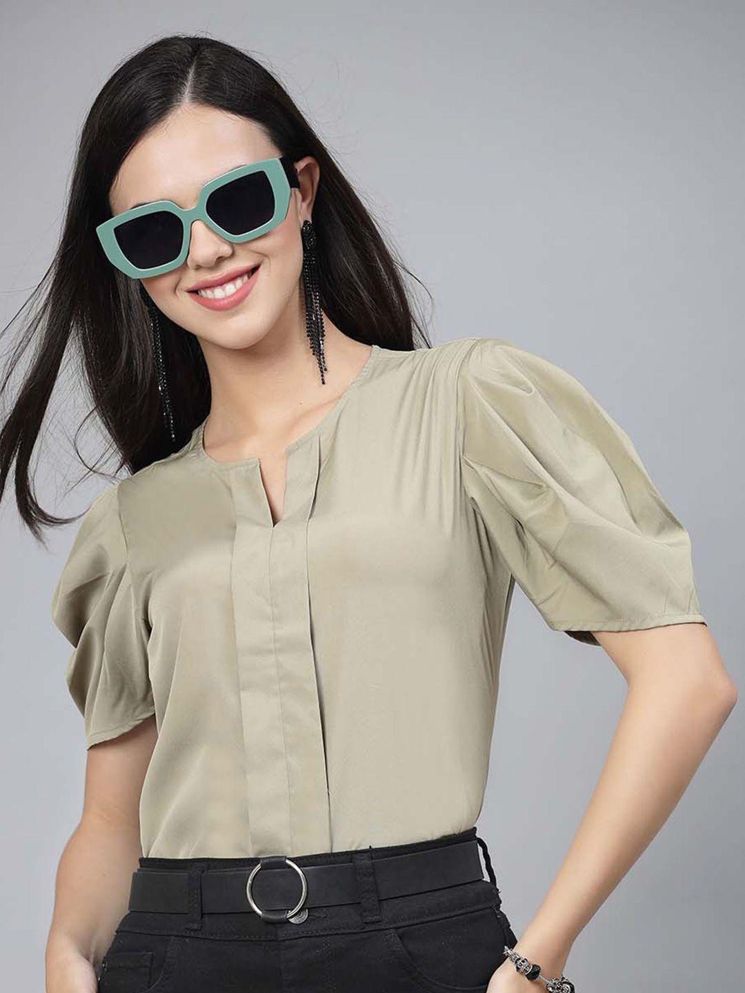 style quotient v-neck puff sleeve top
