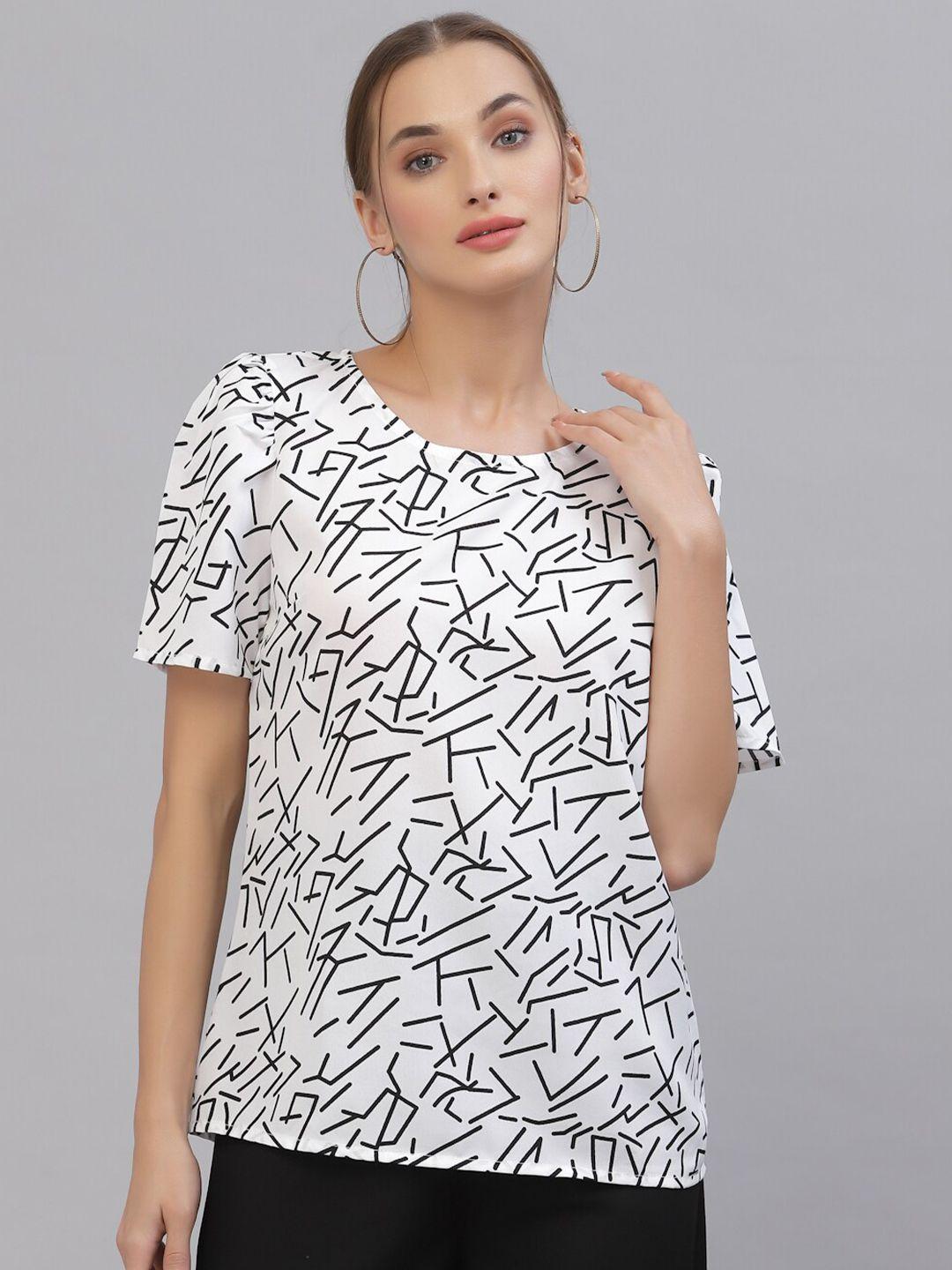 style quotient white & black geometric print top