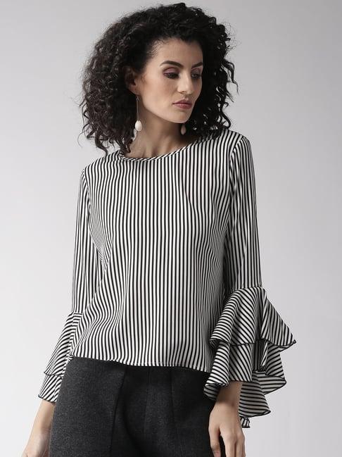 style quotient white & black striped top