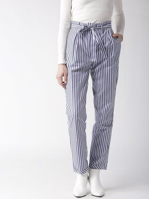 style quotient white & grey striped trousers