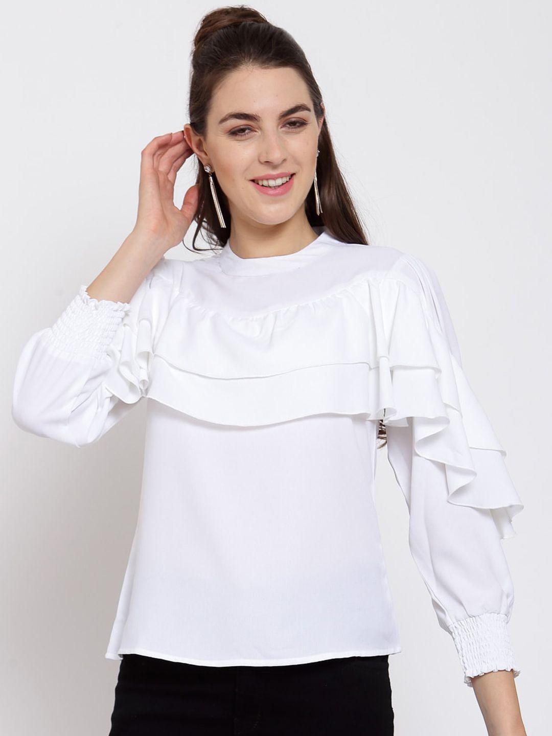 style quotient white crepe solid regular top