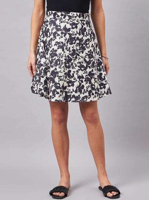 style quotient white floral print skirt