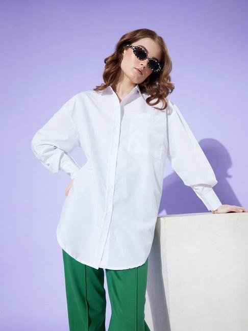 style quotient white oversized shirt