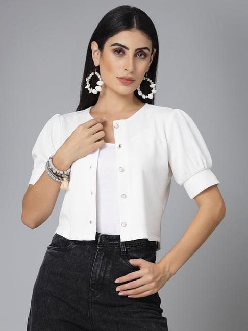 style quotient white regular fit shrug