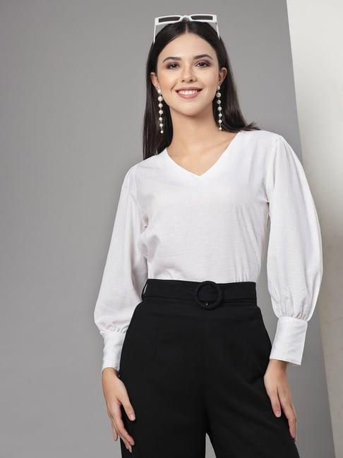 style quotient white regular fit top