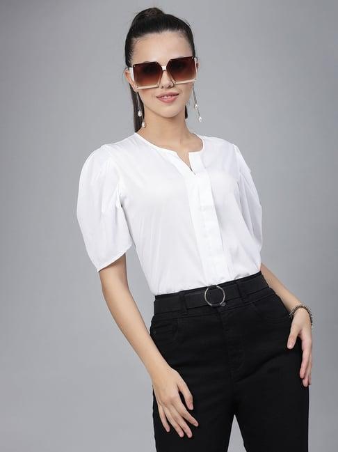 style quotient white regular fit top