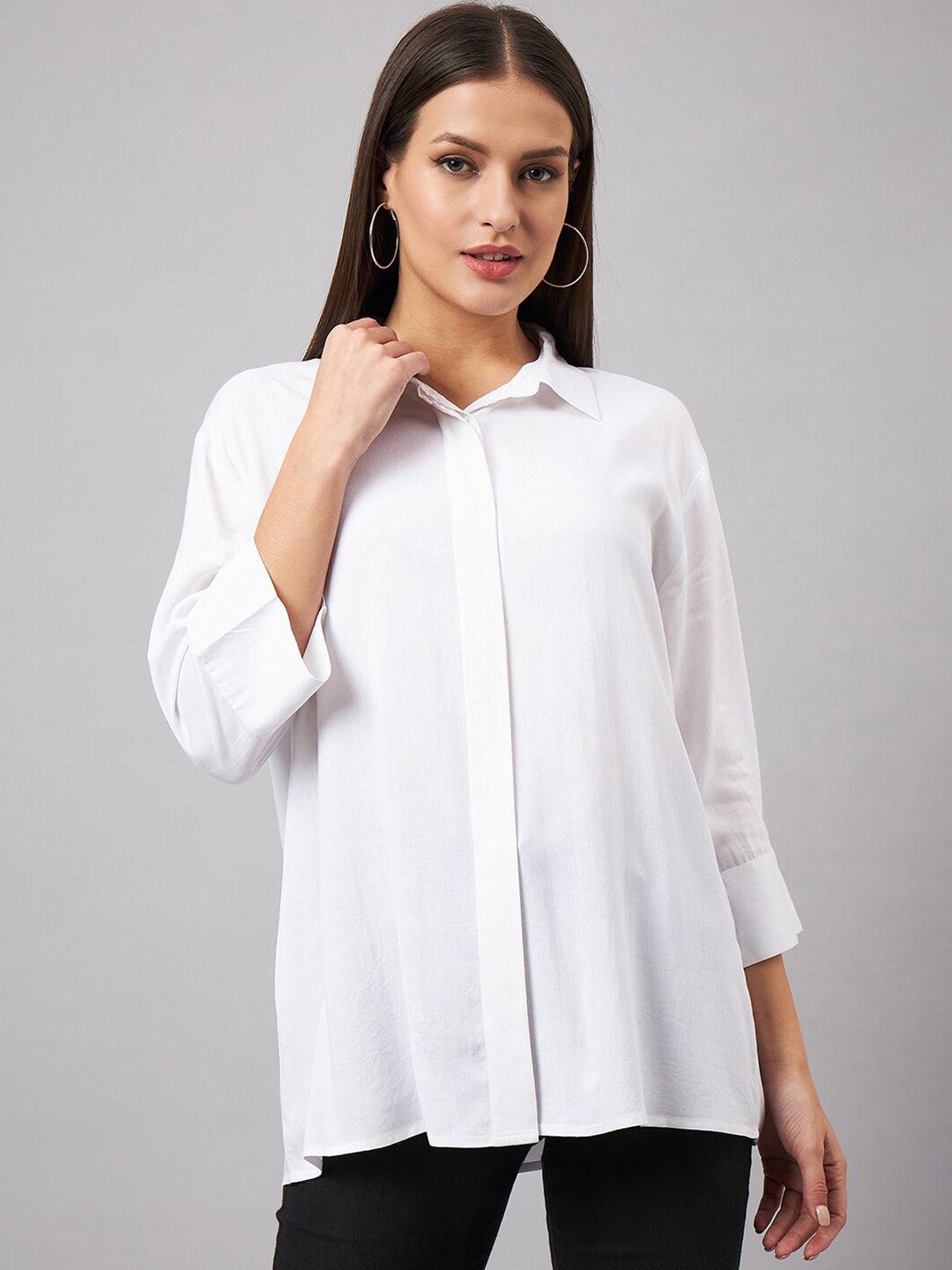 style quotient white relaxed oversized casual shirt