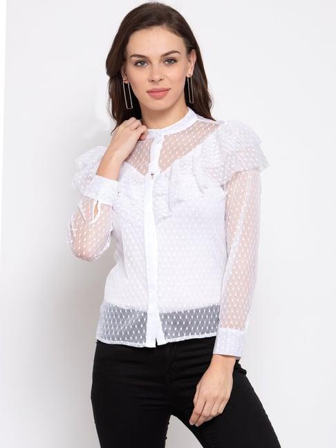 style quotient white self design  shirt