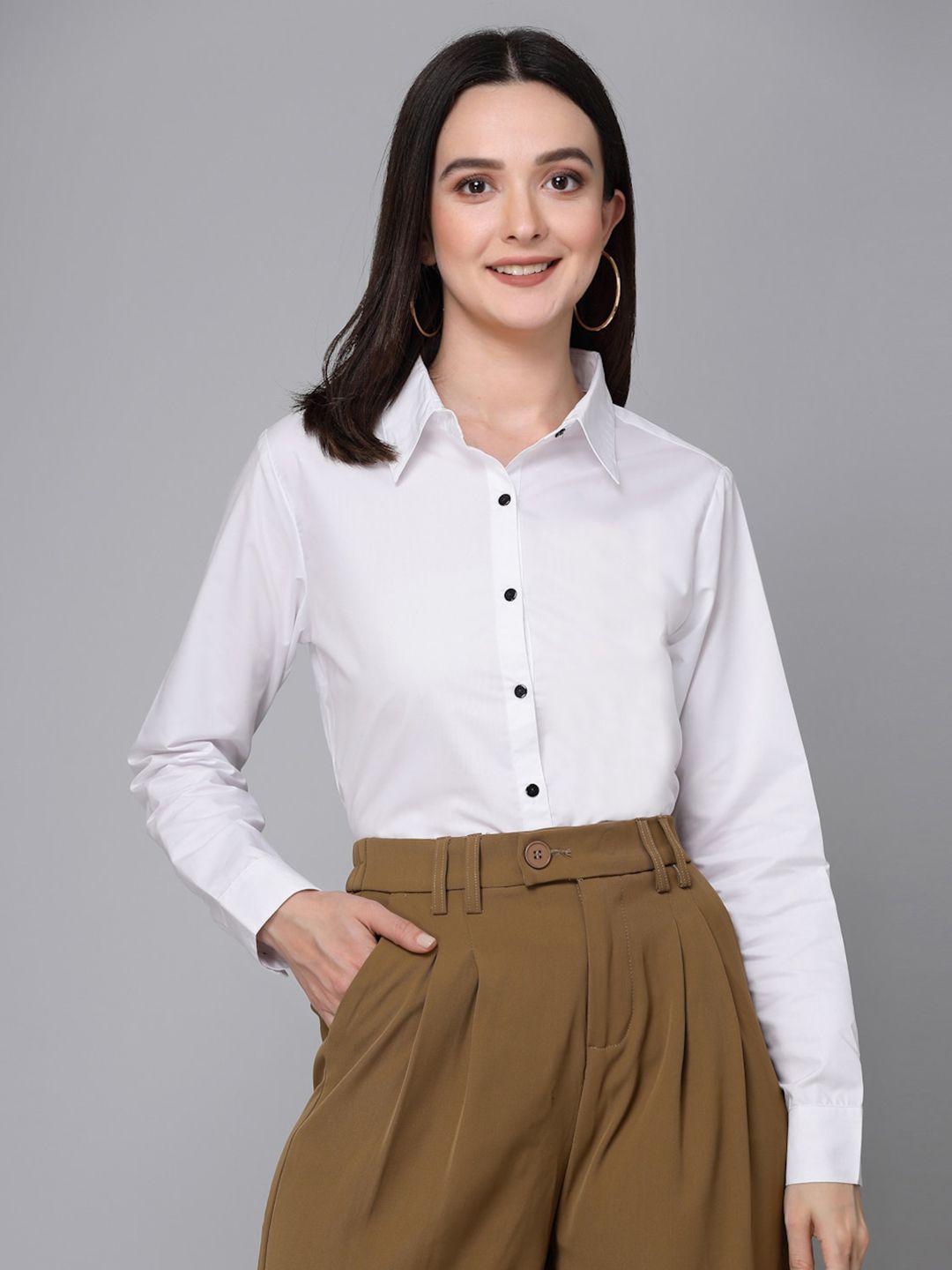 style quotient white smart spread collar formal shirt