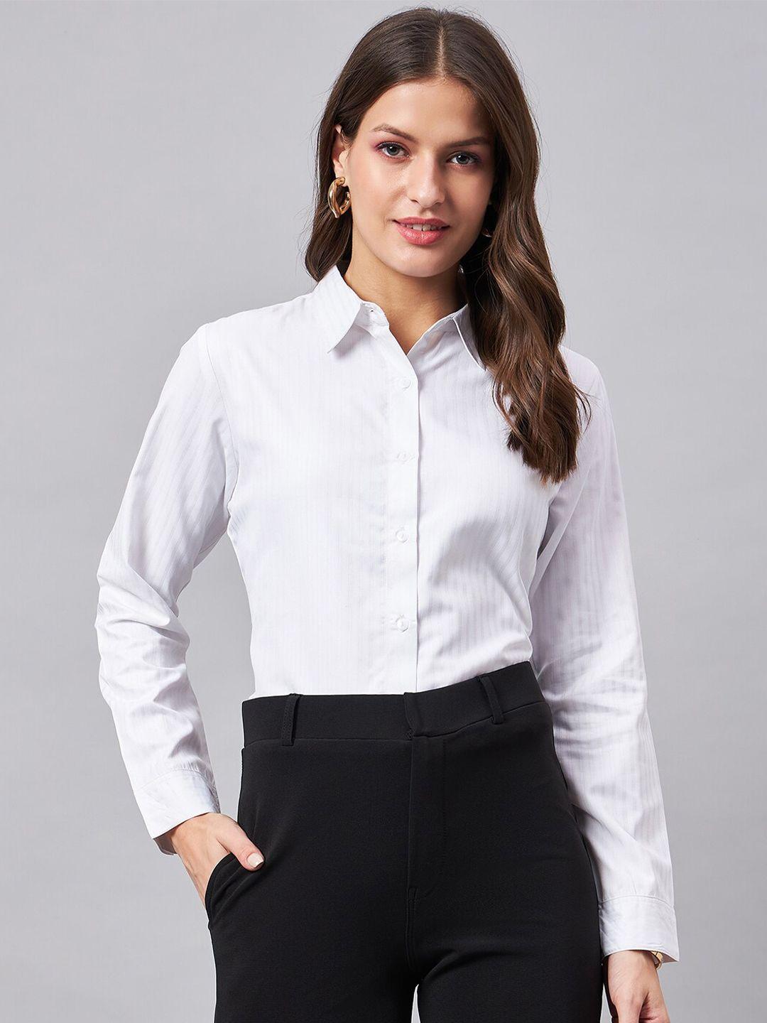 style quotient white smart spread collar formal shirt