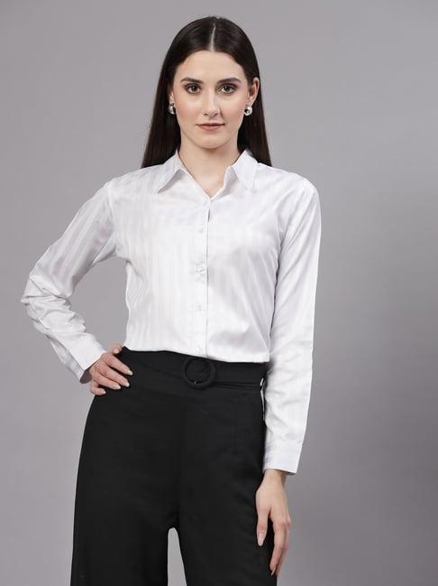 style quotient white striped shirt