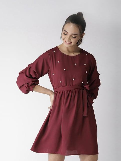 style quotient wine embellished skater dress