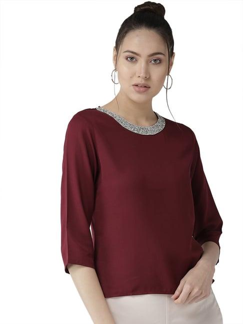 style quotient wine embellished top