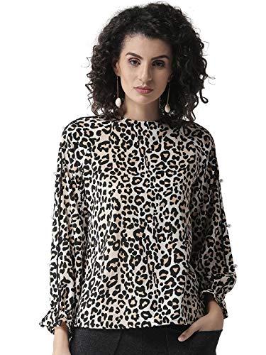 style quotient women beige & black animal print top-xl-beige