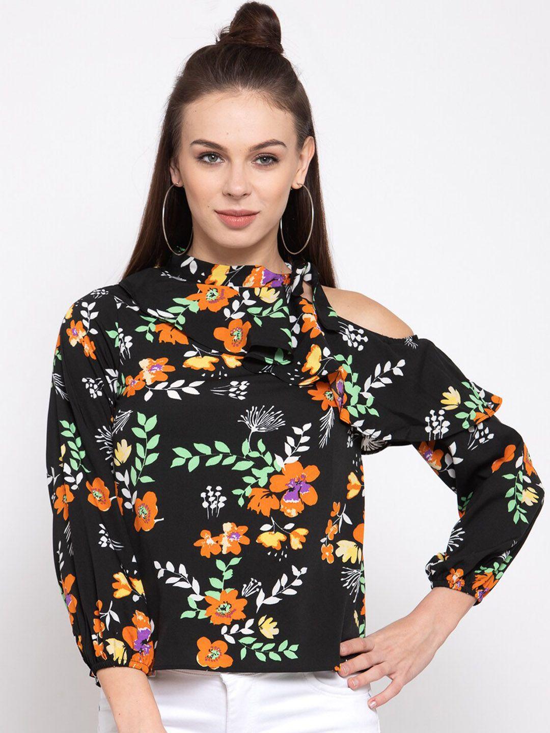 style quotient women black & red printed regular top