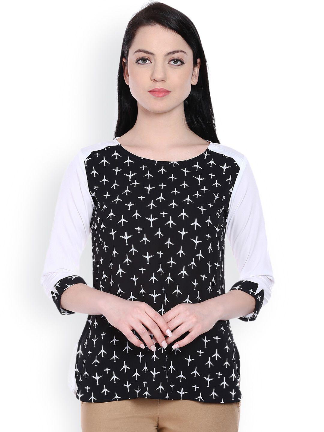 style quotient women black & white printed top