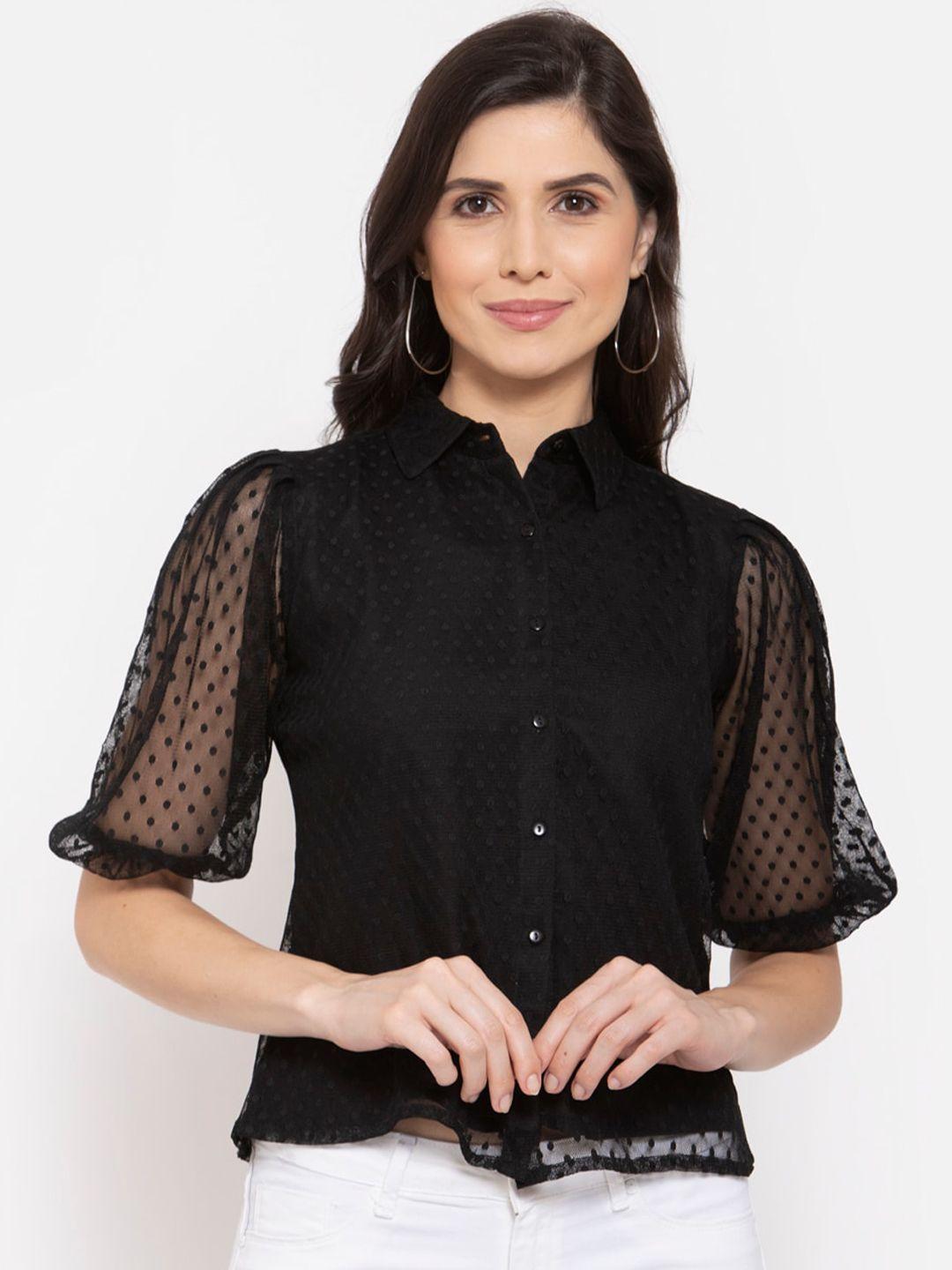 style quotient women black casual shirt