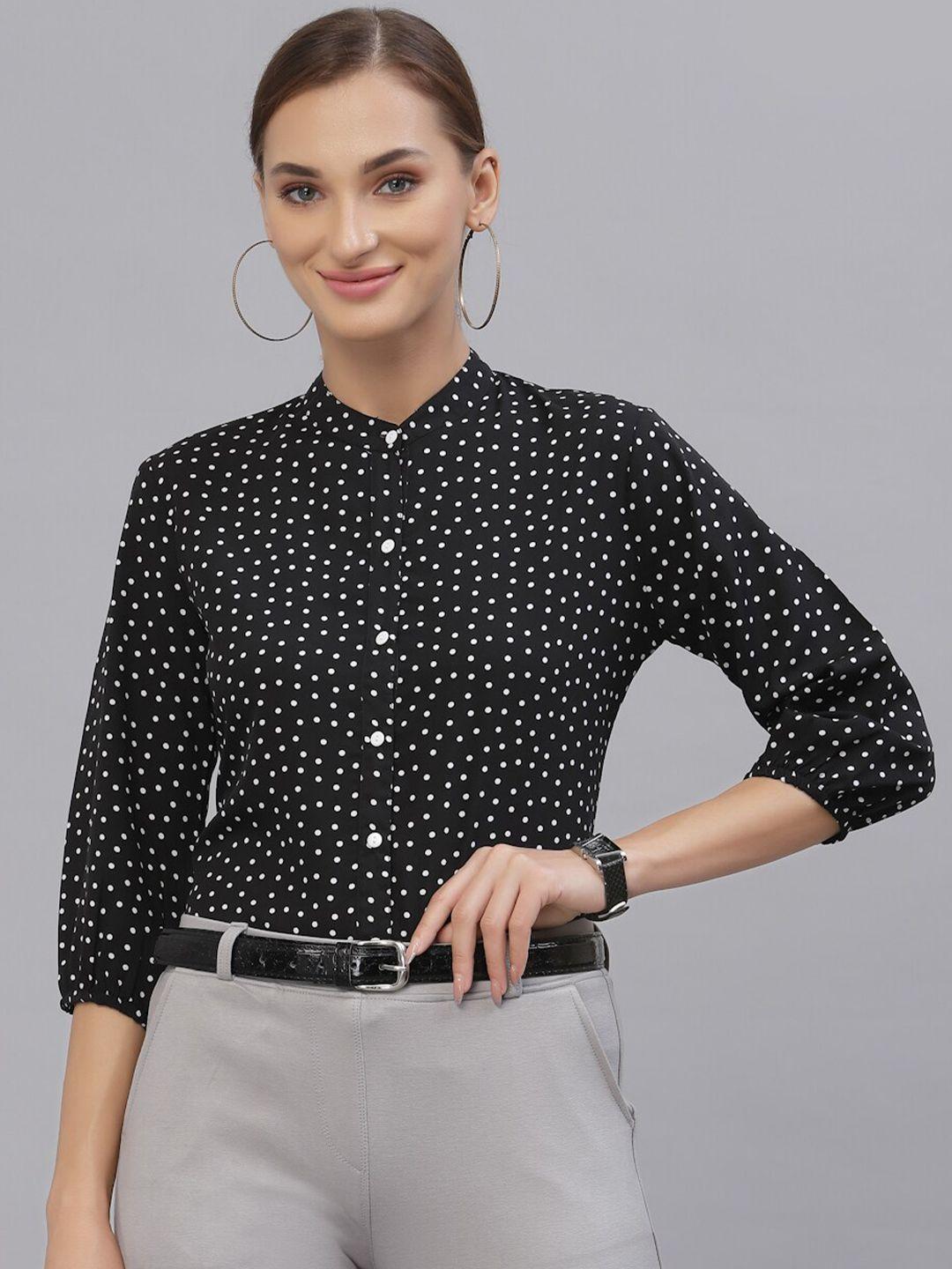 style quotient women black printed casual shirt