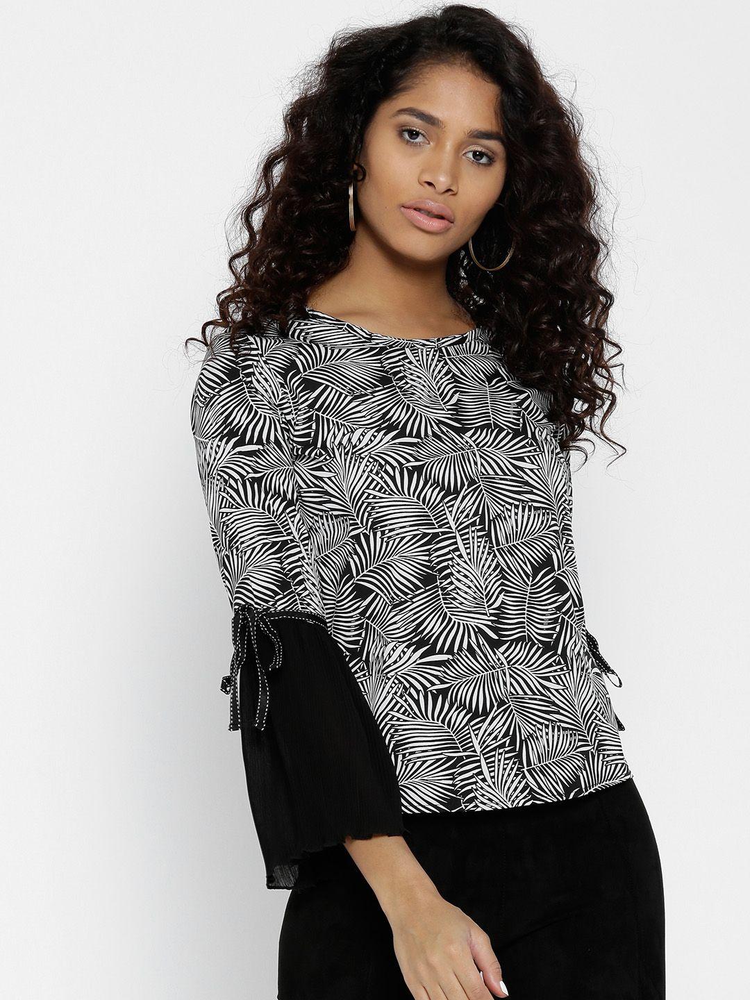 style quotient women black printed top