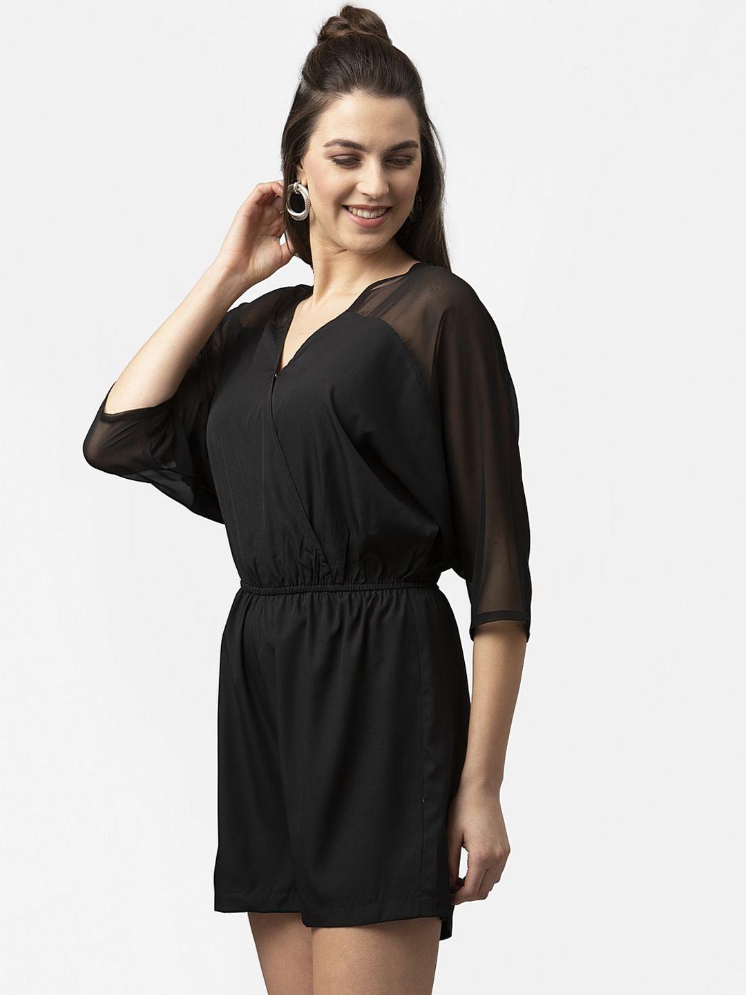 style quotient women black solid playsuit