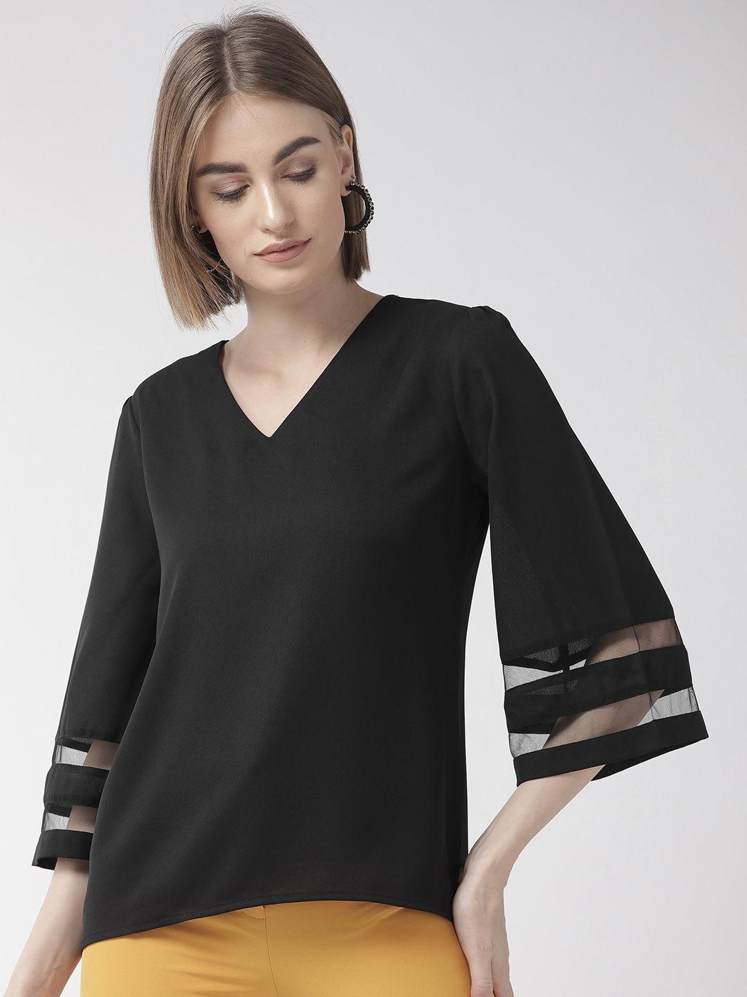 style quotient women black solid top