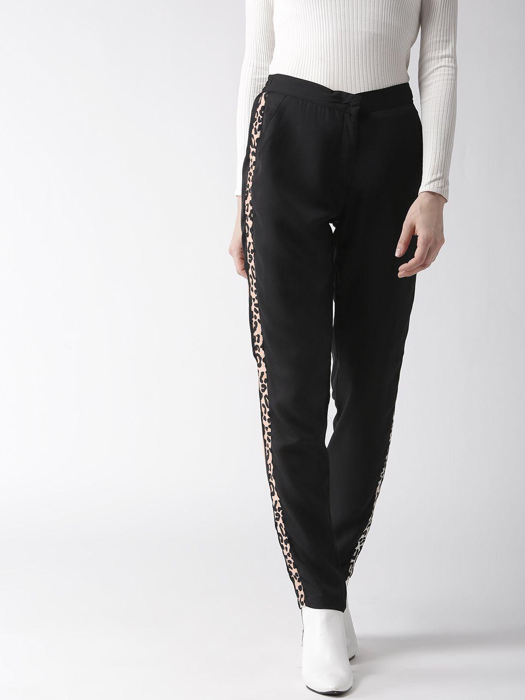 style quotient women black tailored slim fit solid trousers