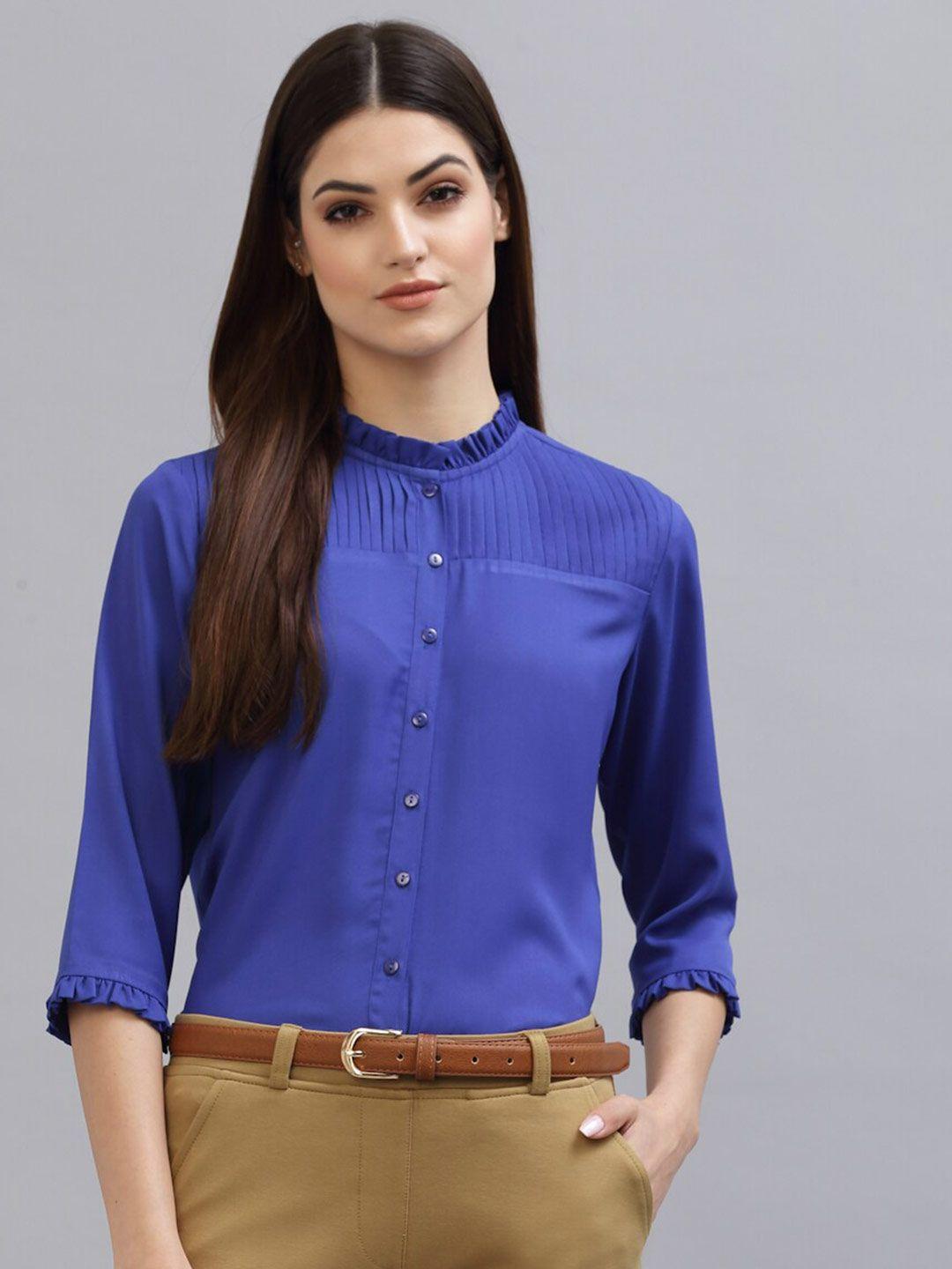 style quotient women blue formal shirt