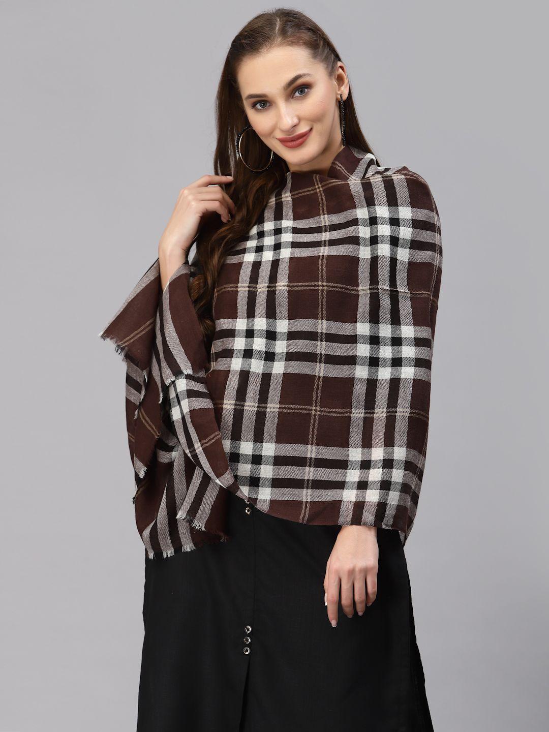 style quotient women brown checked shawl