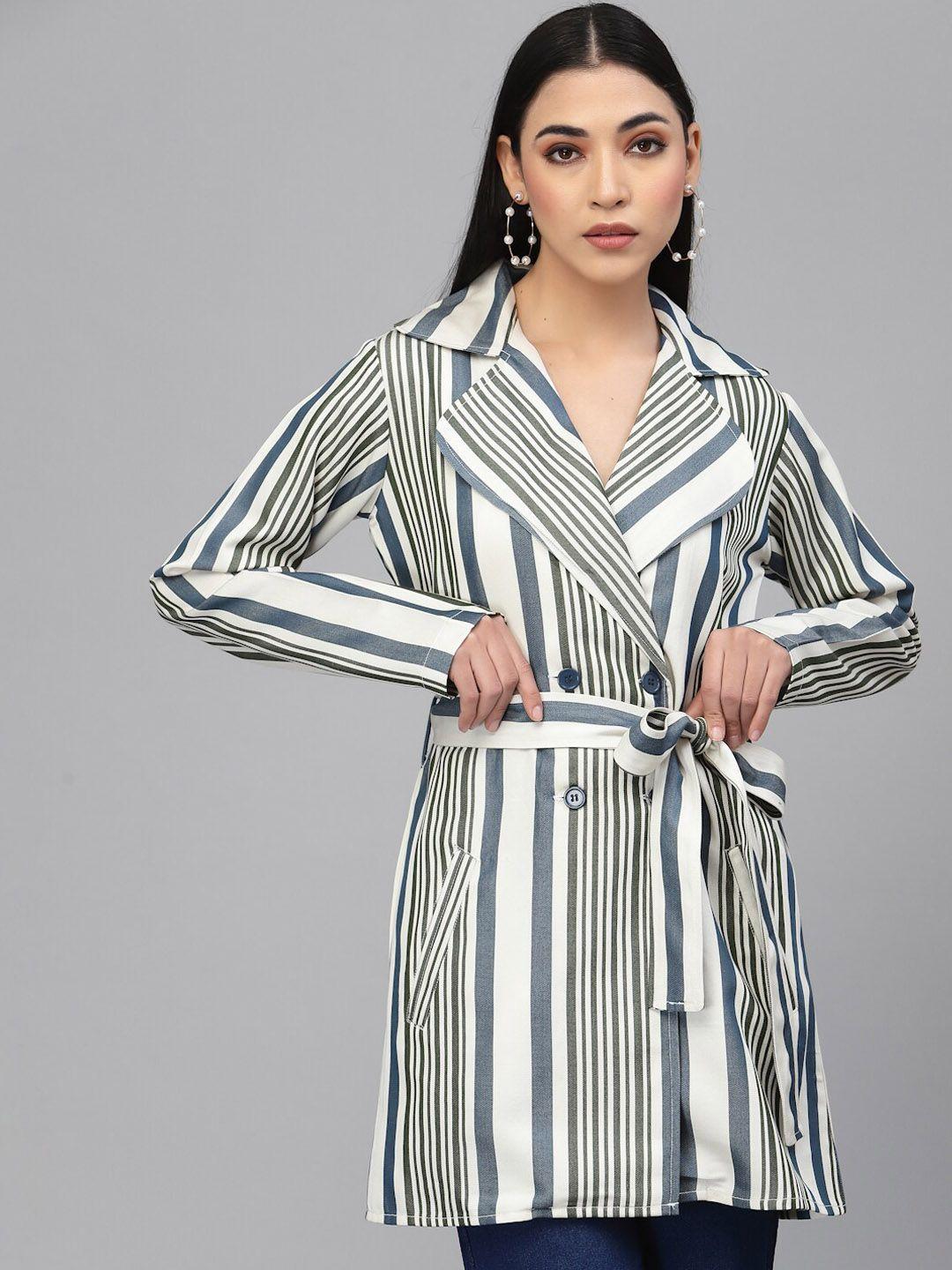 style quotient women cotton striped trench coat