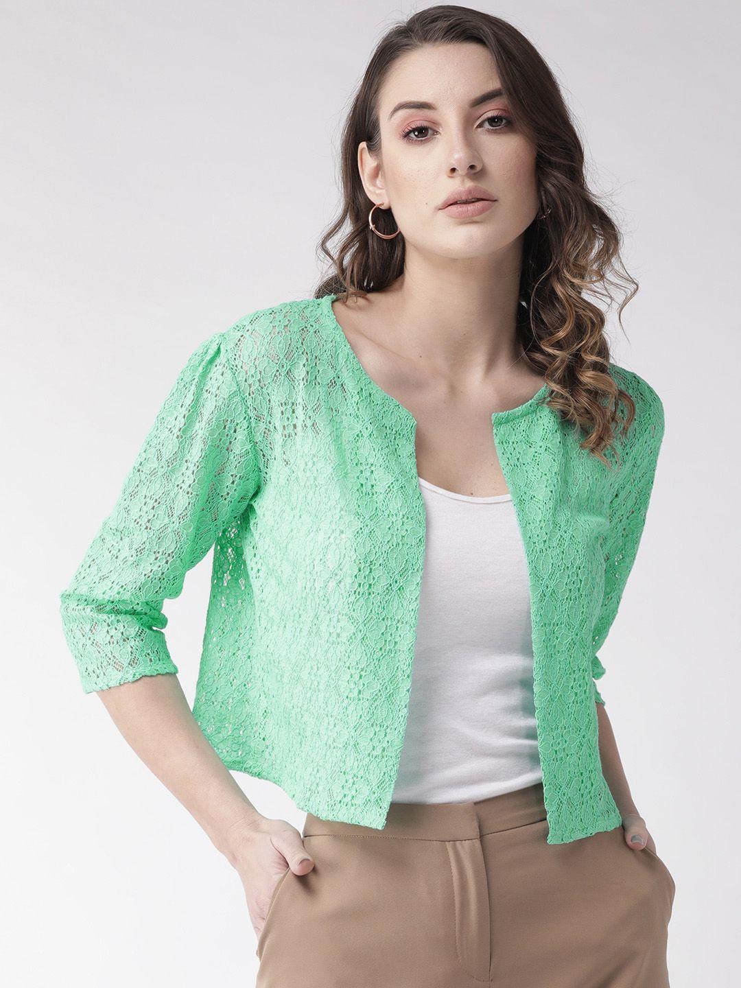 style quotient women green lace open front shrug