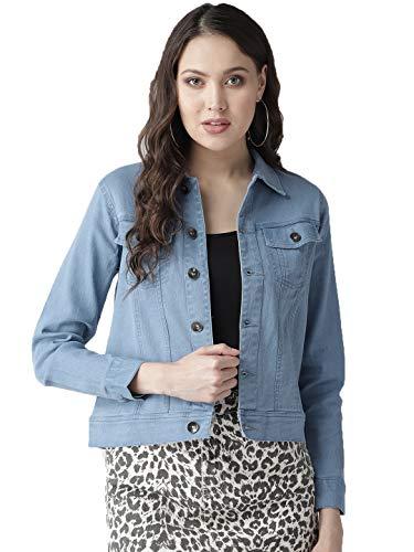 style quotient women light wash denim smart casual jacket