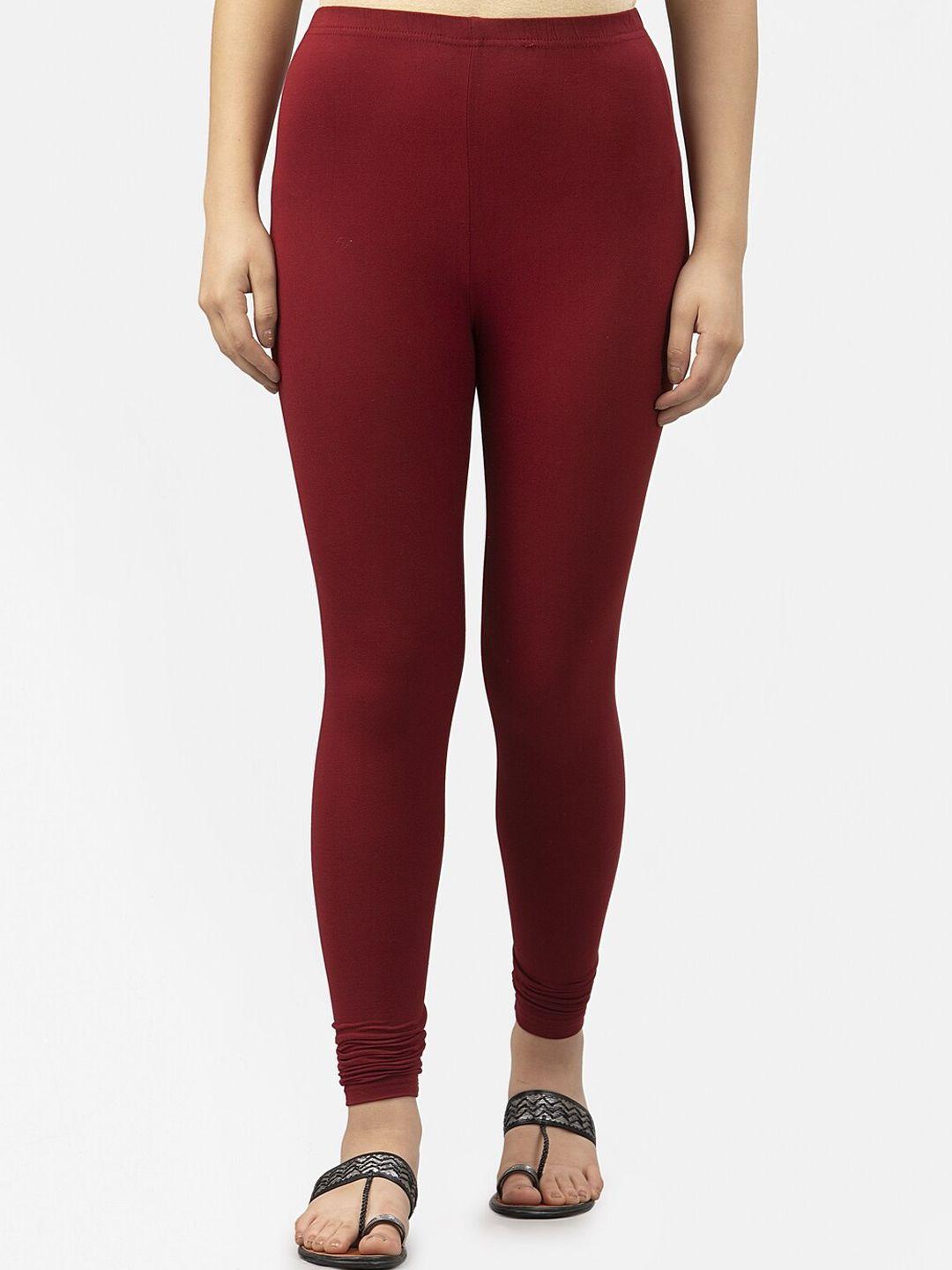 style quotient women maroon solid ankle-length leggings